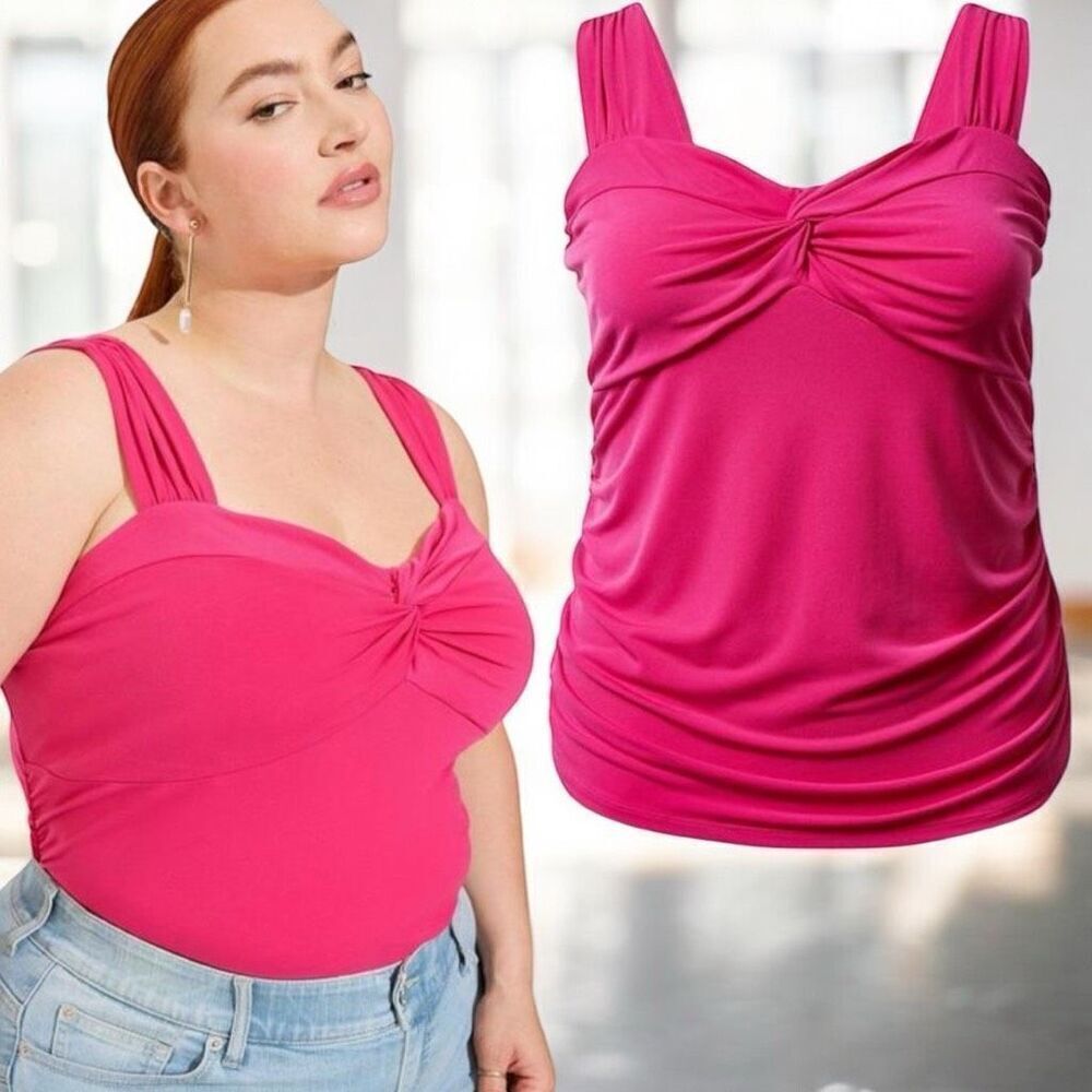 Torrid Pink Studio Knit Sweetheart Twist Top Size 2 2XL NWT